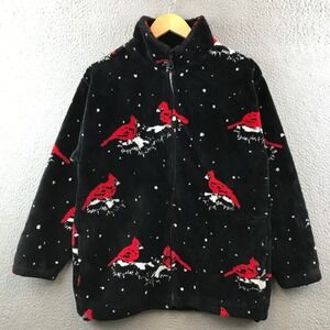 Black Mountain Outdoor Fleece Jacket Cardinal Bird Print Full Zip Mens Small